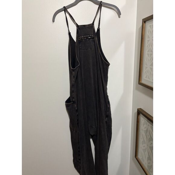 Free People Movement Hot Shot Onesie Black Charcoal Harem Jumpsuit M Lagenlook - Picture 5 of 7